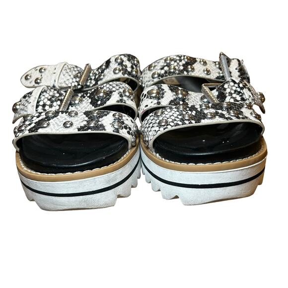 Steven by‎ Steve Madden Cala Sandals Black White Snakeskin Platform Size 7 - Picture 3 of 9